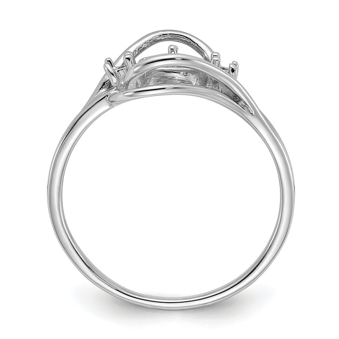 14k White Gold Polished Diamond & Pearl Ring Mounting-Y1969