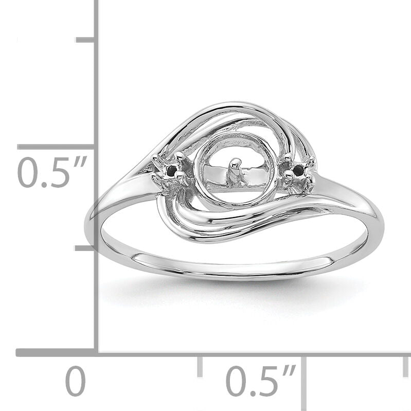 14k White Gold Polished Diamond & Pearl Ring Mounting-Y1969
