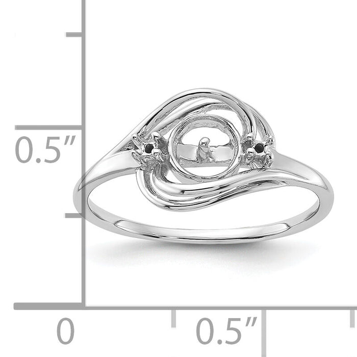 14k White Gold Polished Diamond & Pearl Ring Mounting-Y1969