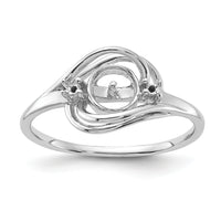 14k White Gold Polished Diamond & Pearl Ring Mounting-Y1969