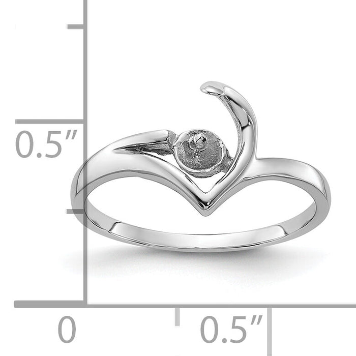 14k White Gold Polished Pearl Ring Mounting-Y1990