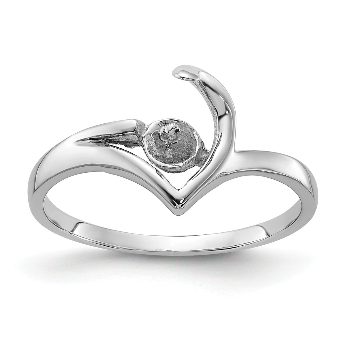 14k White Gold Polished Pearl Ring Mounting-Y1990