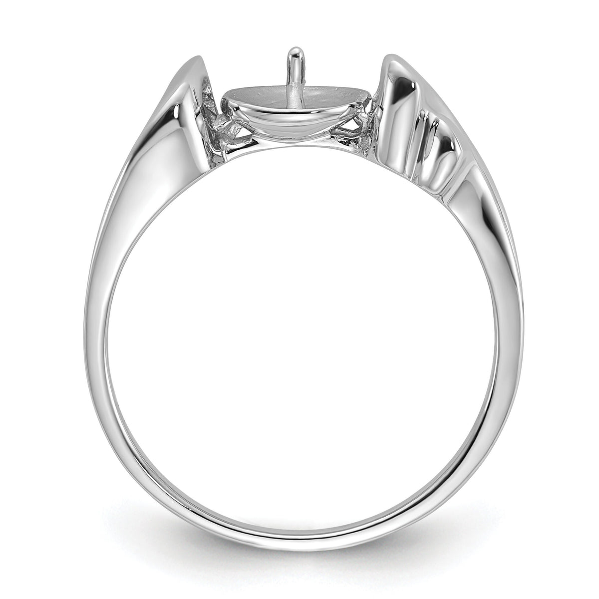 14k White Gold Polished Pearl Ring Mounting-Y2003