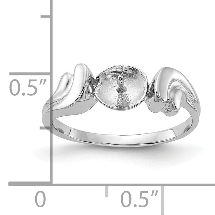 14k White Gold Polished Pearl Ring Mounting-Y2003