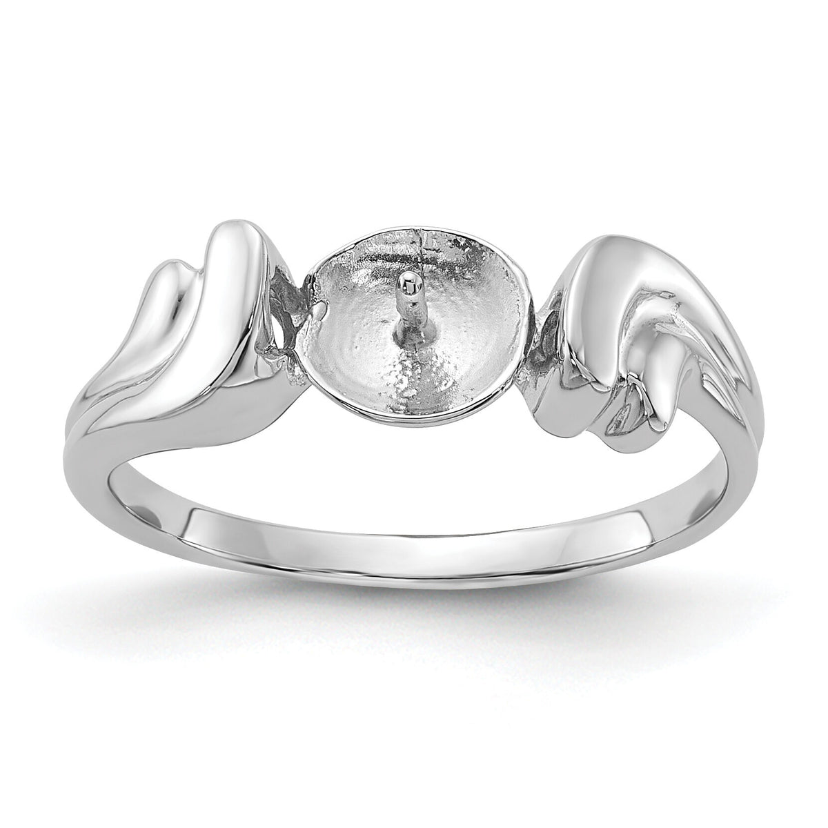 14k White Gold Polished Pearl Ring Mounting-Y2003