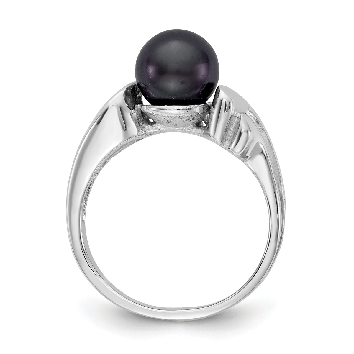 14k White Gold 7mm Black FW Cultured Pearl ring-Y2003BP