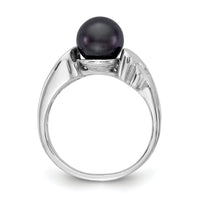 14k White Gold 7mm Black FW Cultured Pearl ring-Y2003BP