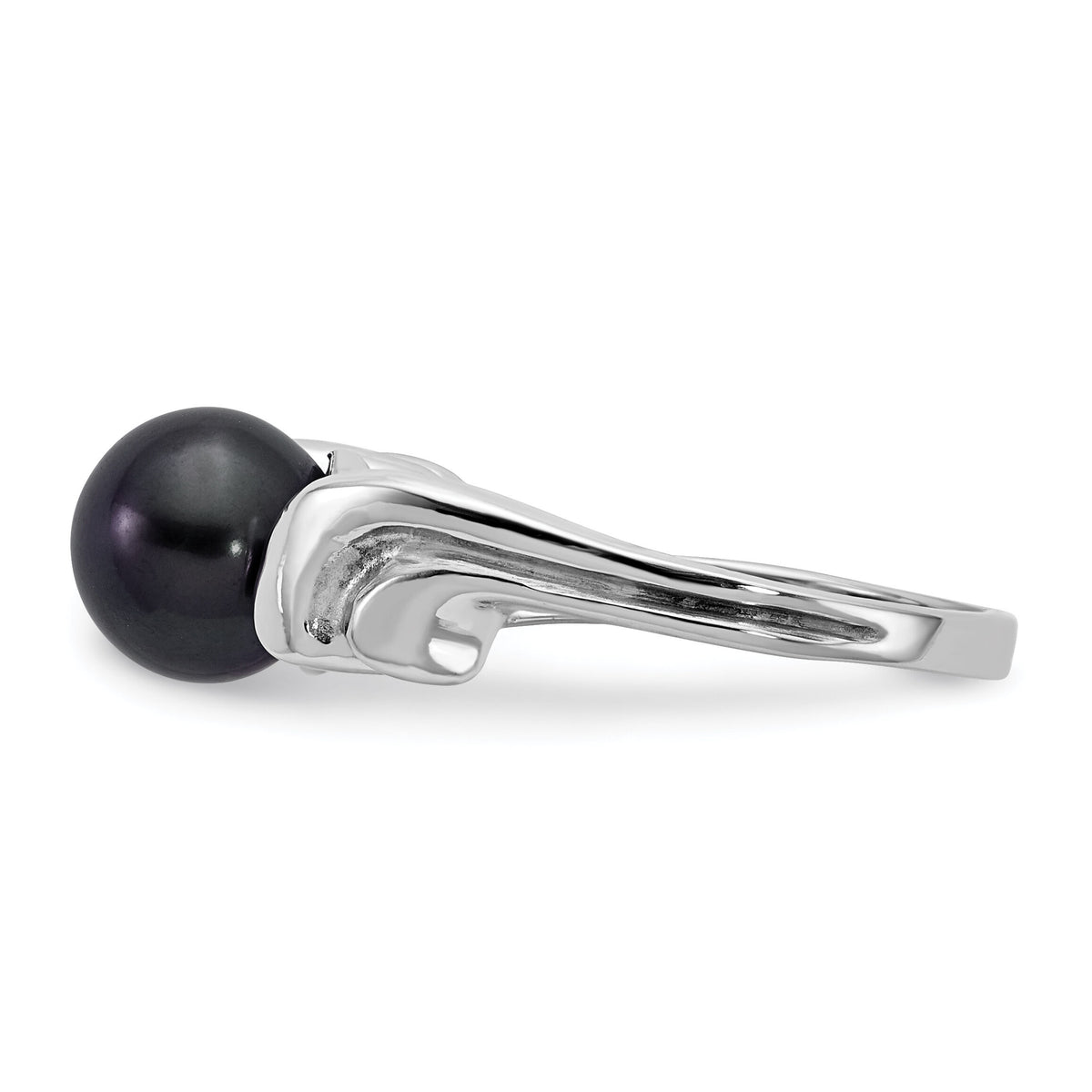 14k White Gold 7mm Black FW Cultured Pearl ring-Y2003BP