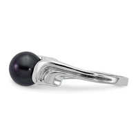 14k White Gold 7mm Black FW Cultured Pearl ring-Y2003BP