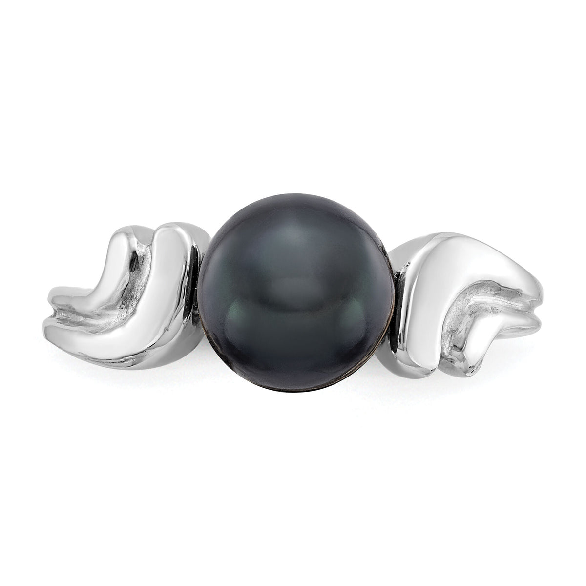 14k White Gold 7mm Black FW Cultured Pearl ring-Y2003BP