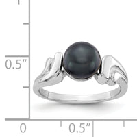 14k White Gold 7mm Black FW Cultured Pearl ring-Y2003BP