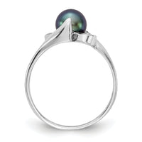 14k White Gold 5.5mm Black FW Cultured Pearl ring-Y2007BP