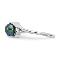 14k White Gold 5.5mm Black FW Cultured Pearl ring-Y2007BP