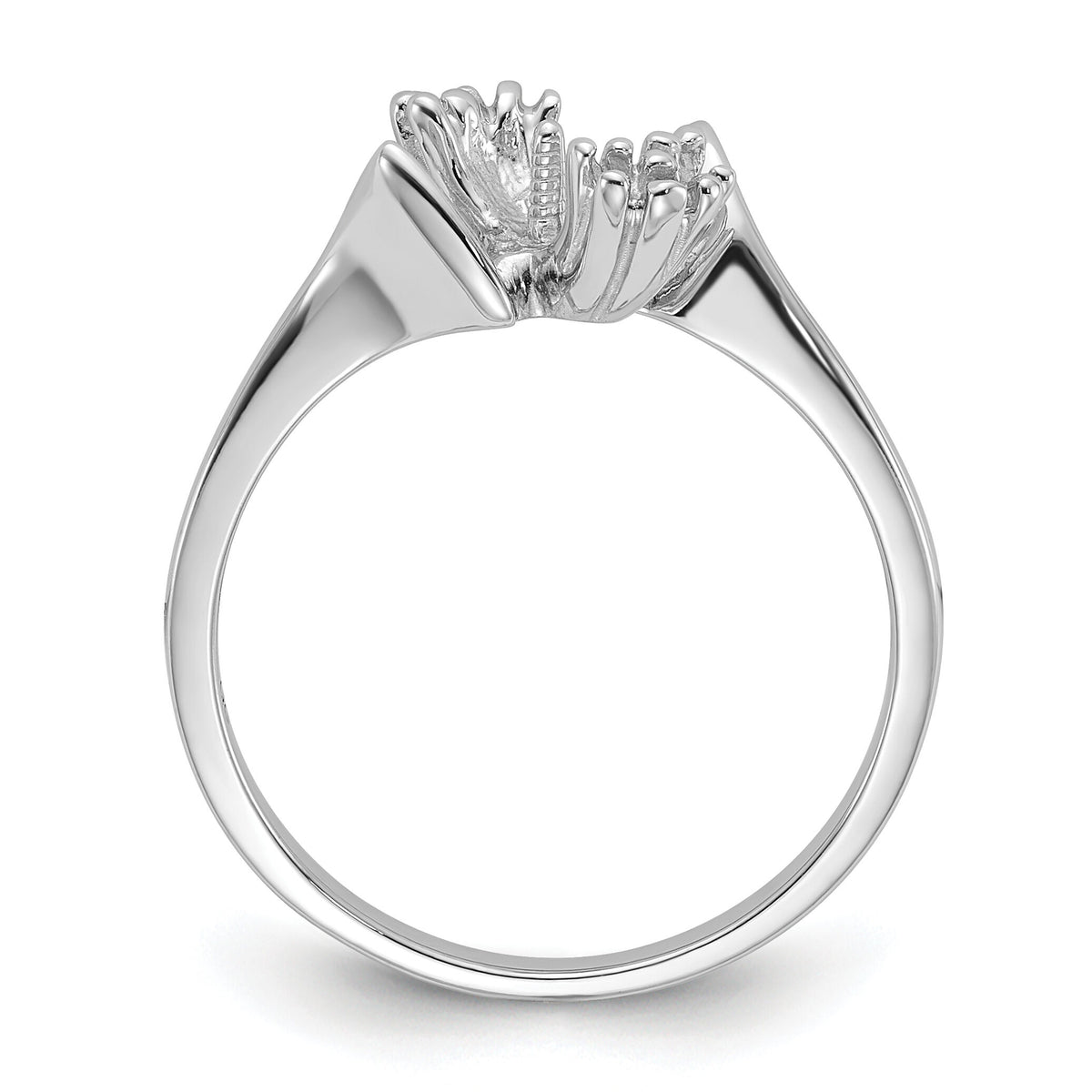 14k White Gold Polished Diamond & Pearl Ring Mounting-Y2015
