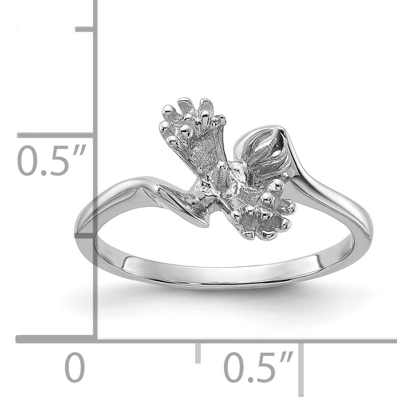 14k White Gold Polished Diamond & Pearl Ring Mounting-Y2015
