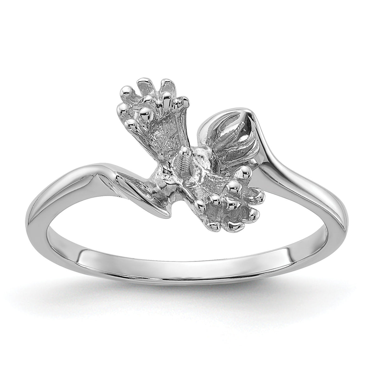 14k White Gold Polished Diamond & Pearl Ring Mounting-Y2015