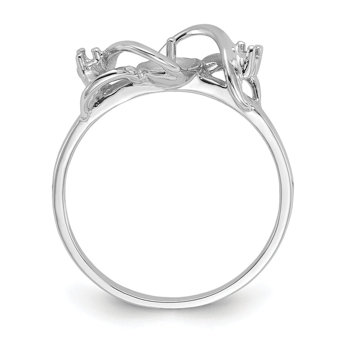 14k White Gold Polished Diamond & Pearl Ring Mounting-Y2017