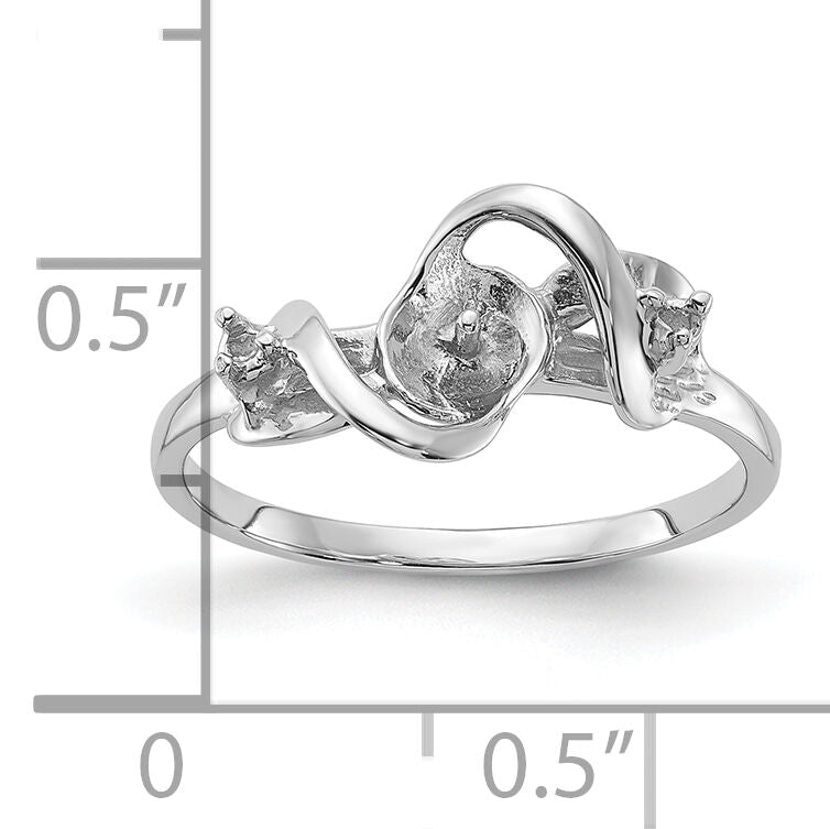 14k White Gold Polished Diamond & Pearl Ring Mounting-Y2017