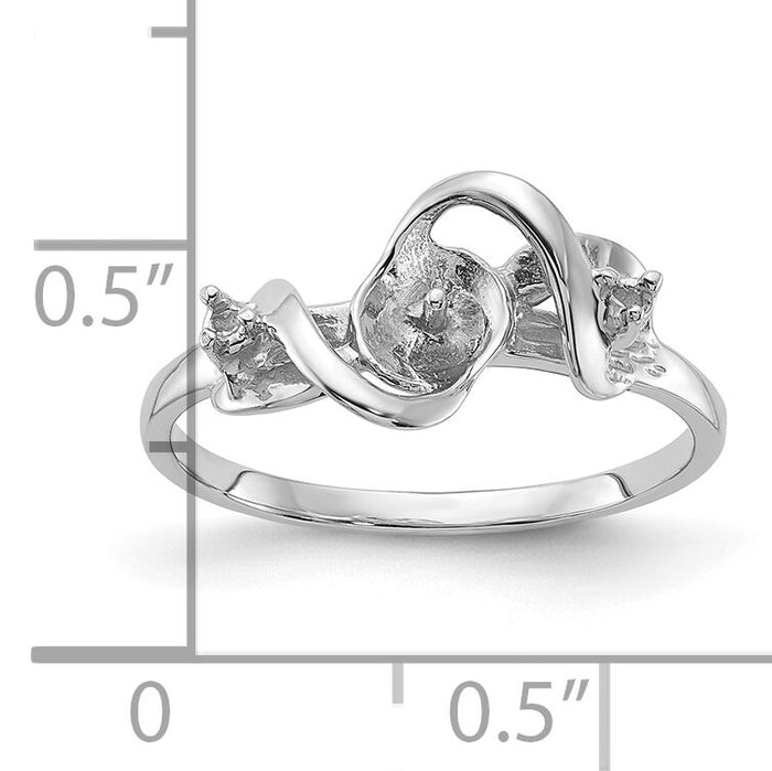 14k White Gold Polished Diamond & Pearl Ring Mounting-Y2017