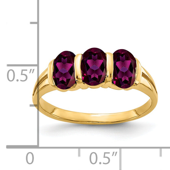 14k 6x4mm Oval Rhodolite Garnet ring-Y2034RG