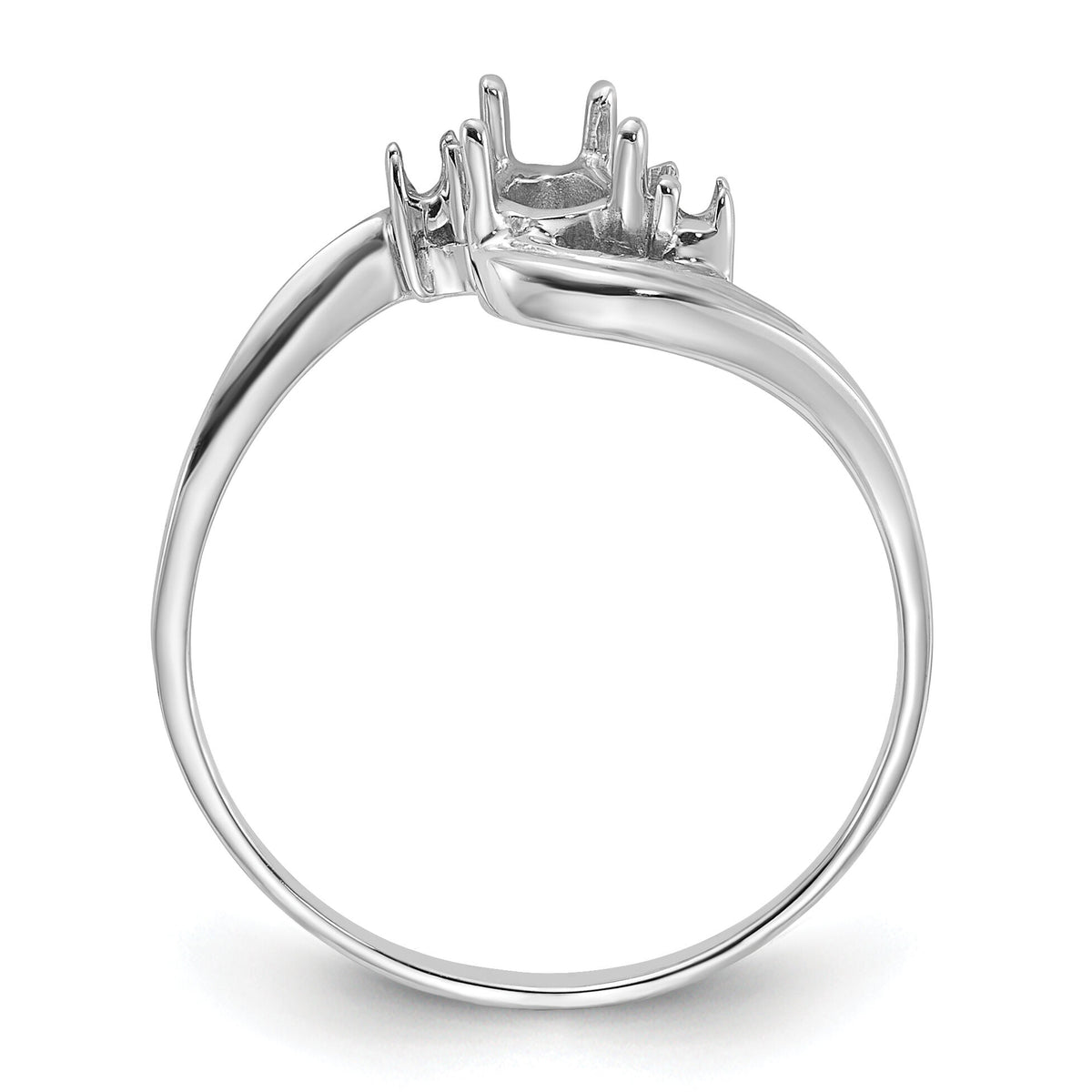 14k White Gold Polished .03ct. Diamond & 6x4 Pear Gemstone Ring Mounting-Y2039