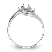 14k White Gold Polished .03ct. Diamond & 6x4 Pear Gemstone Ring Mounting-Y2039