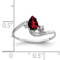 14k White Gold 6x4mm Pear Garnet AA Diamond ring-Y2039GA/AA