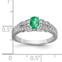 14k White Gold 6x4mm Oval Emerald AA Diamond ring-Y2065E/AA