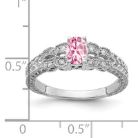 14k White Gold 6x4mm Oval Pink Tourmaline AA Diamond ring-Y2065PT/AA