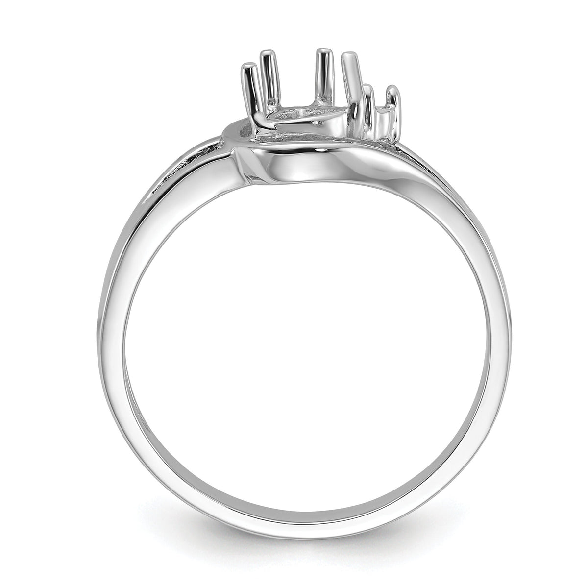 14k White Gold Polished .02ct. Diamond & 6x4 Pear Gemstone Ring Mounting-Y2071