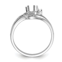 14k White Gold Polished .02ct. Diamond & 6x4 Pear Gemstone Ring Mounting-Y2071
