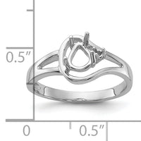 14k White Gold Polished .02ct. Diamond & 6x4 Pear Gemstone Ring Mounting-Y2071