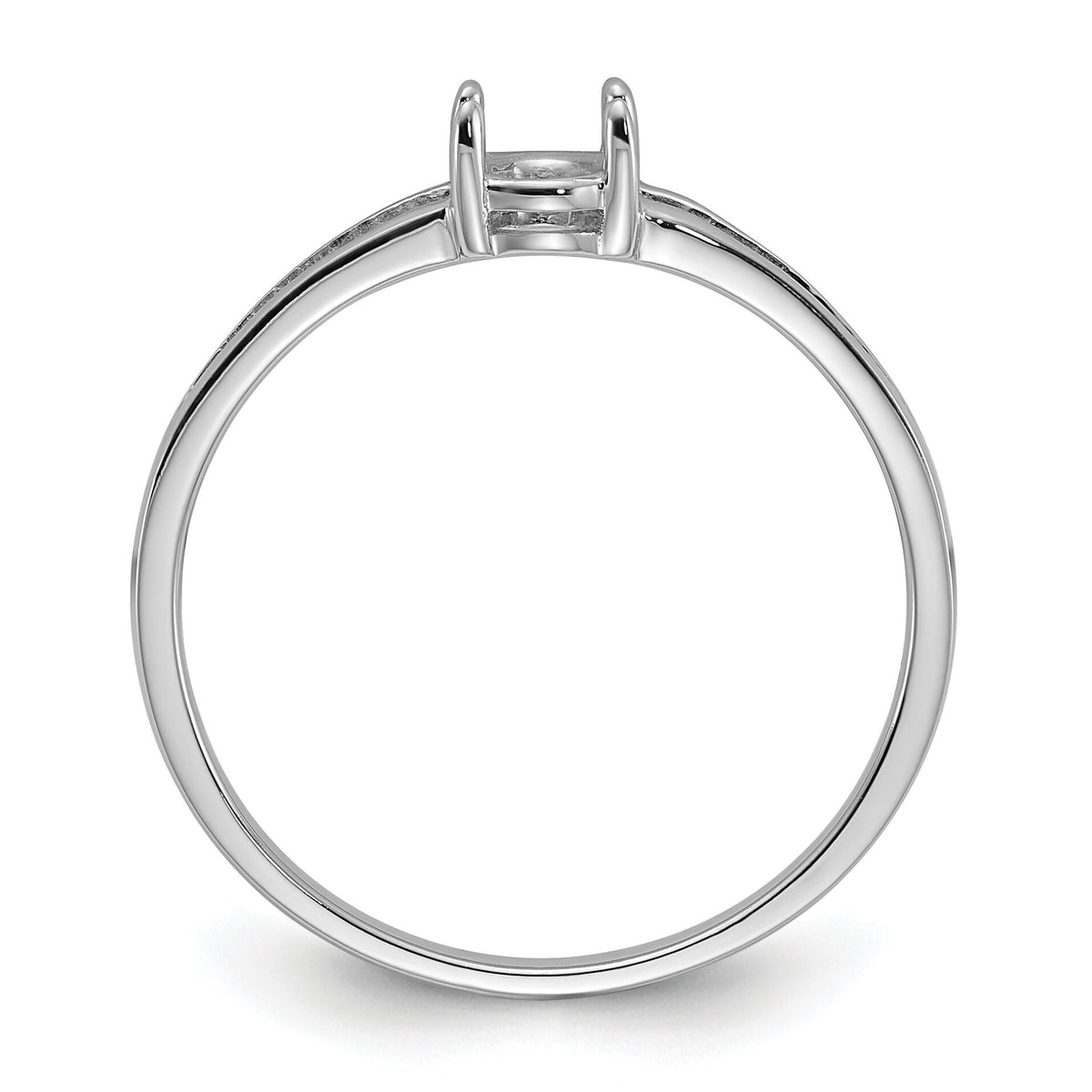 14k White Gold Polished 6x4 Oval Gemstone Ring Mounting-Y2074