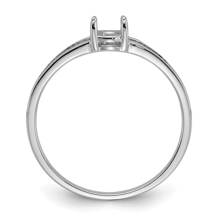 14k White Gold Polished 6x4 Oval Gemstone Ring Mounting-Y2074