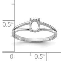 14k White Gold Polished 6x4 Oval Gemstone Ring Mounting-Y2074