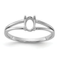 14k White Gold Polished 6x4 Oval Gemstone Ring Mounting-Y2074