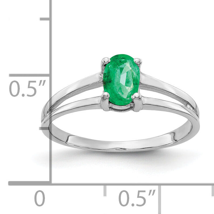 14k White Gold 6x4mm Oval Emerald ring-Y2074E