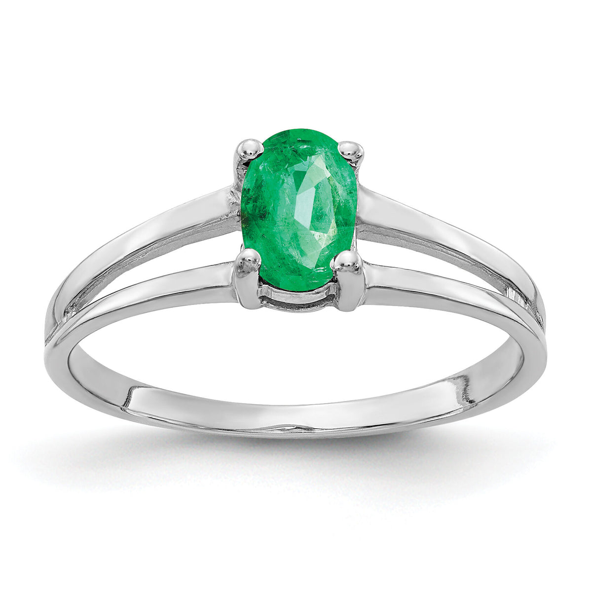 14k White Gold 6x4mm Oval Emerald ring-Y2074E