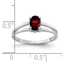 14k White Gold 6x4mm Oval Garnet ring-Y2074GA