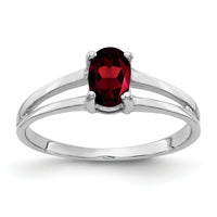14k White Gold 6x4mm Oval Garnet ring-Y2074GA