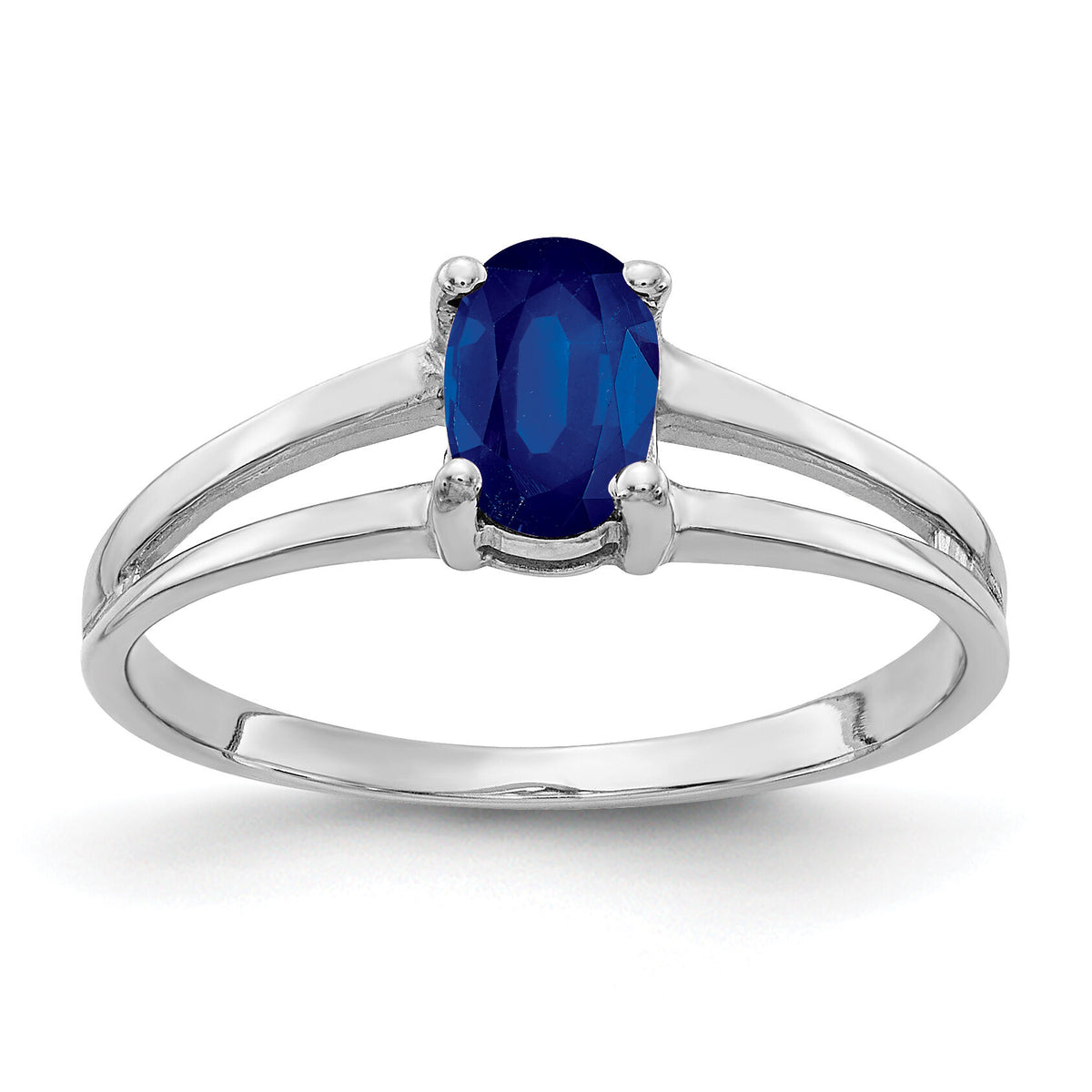 14k White Gold 6x4mm Oval Sapphire ring-Y2074S