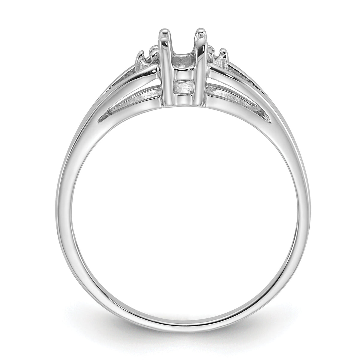 14k White Gold .02ct. Diamond & 5x3 Oval Gemstone Ring Mounting-Y2080