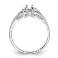 14k White Gold .02ct. Diamond & 5x3 Oval Gemstone Ring Mounting-Y2080
