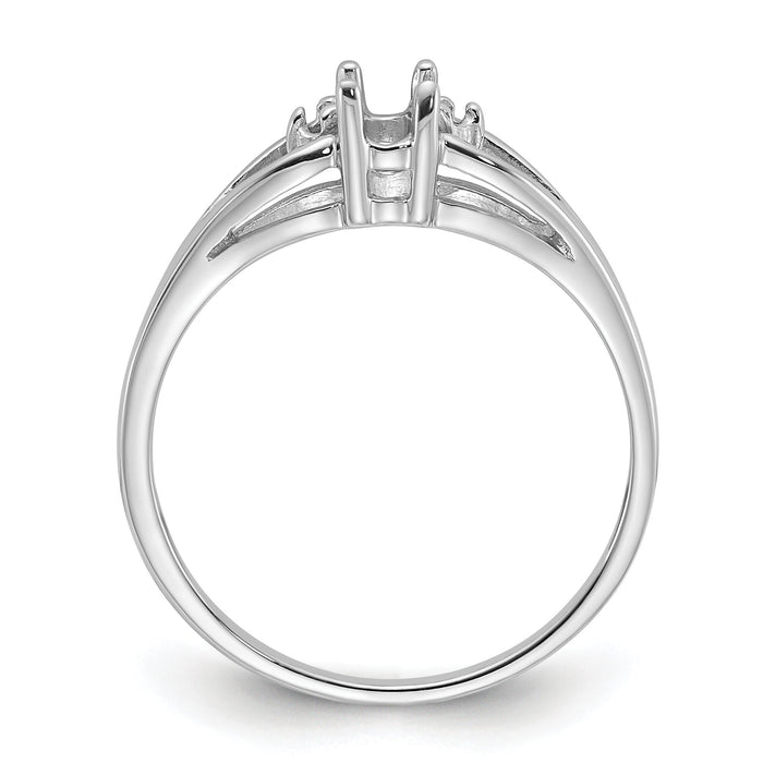 14k White Gold .02ct. Diamond & 5x3 Oval Gemstone Ring Mounting-Y2080
