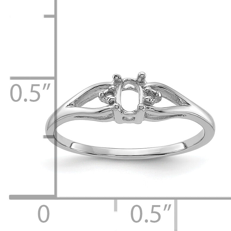 14k White Gold .02ct. Diamond & 5x3 Oval Gemstone Ring Mounting-Y2080