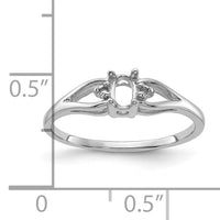 14k White Gold .02ct. Diamond & 5x3 Oval Gemstone Ring Mounting-Y2080