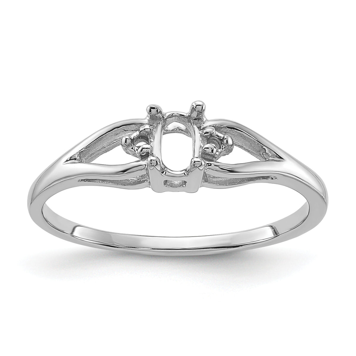 14k White Gold .02ct. Diamond & 5x3 Oval Gemstone Ring Mounting-Y2080
