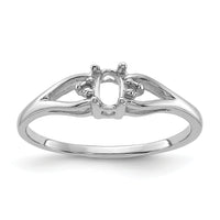 14k White Gold .02ct. Diamond & 5x3 Oval Gemstone Ring Mounting-Y2080