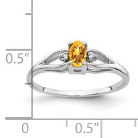 14k White Gold 5x3mm Oval Citrine AAA Diamond ring-Y2080CI/AAA
