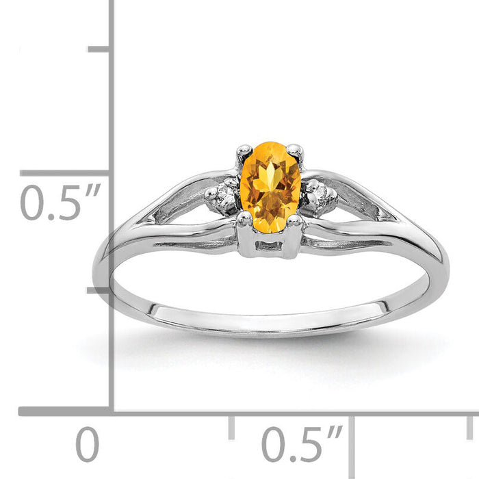 14k White Gold 5x3mm Oval Citrine AAA Diamond ring-Y2080CI/AAA